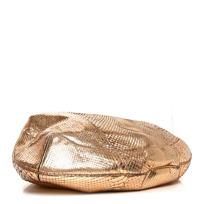 Gucci Metallic Snakeskin Peggy Bamboo Top Handle Hobo Rose Gold 4 of 14