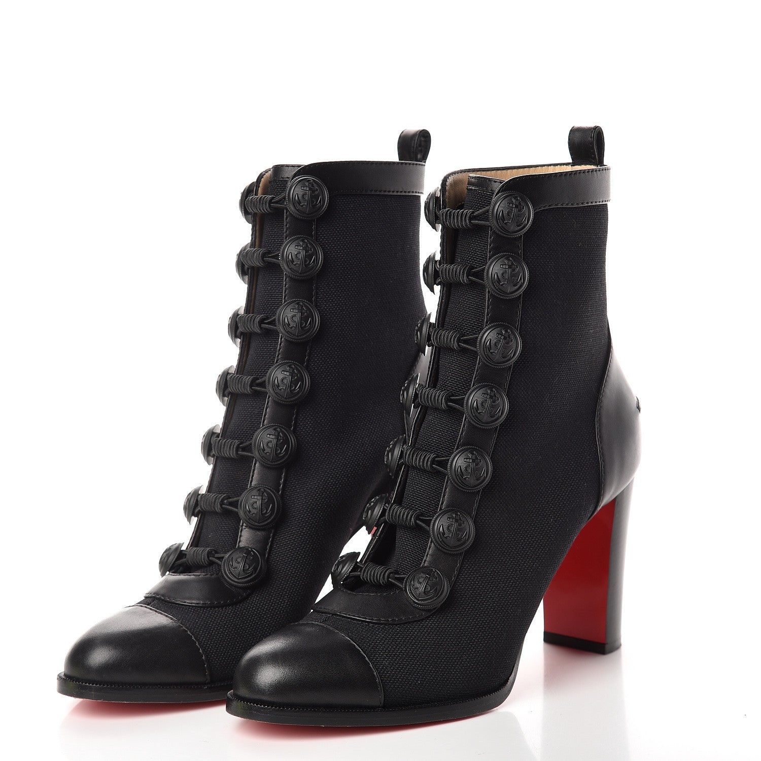 Christian Louboutin Linen Nappa Who Dances Ankle Boots 39.5 Black 3 of 11