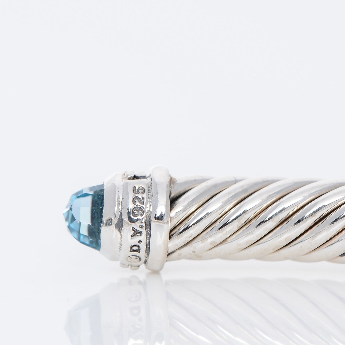 Sterling Silver Diamond Blue Topaz 5mm Cable Classics Bracelet