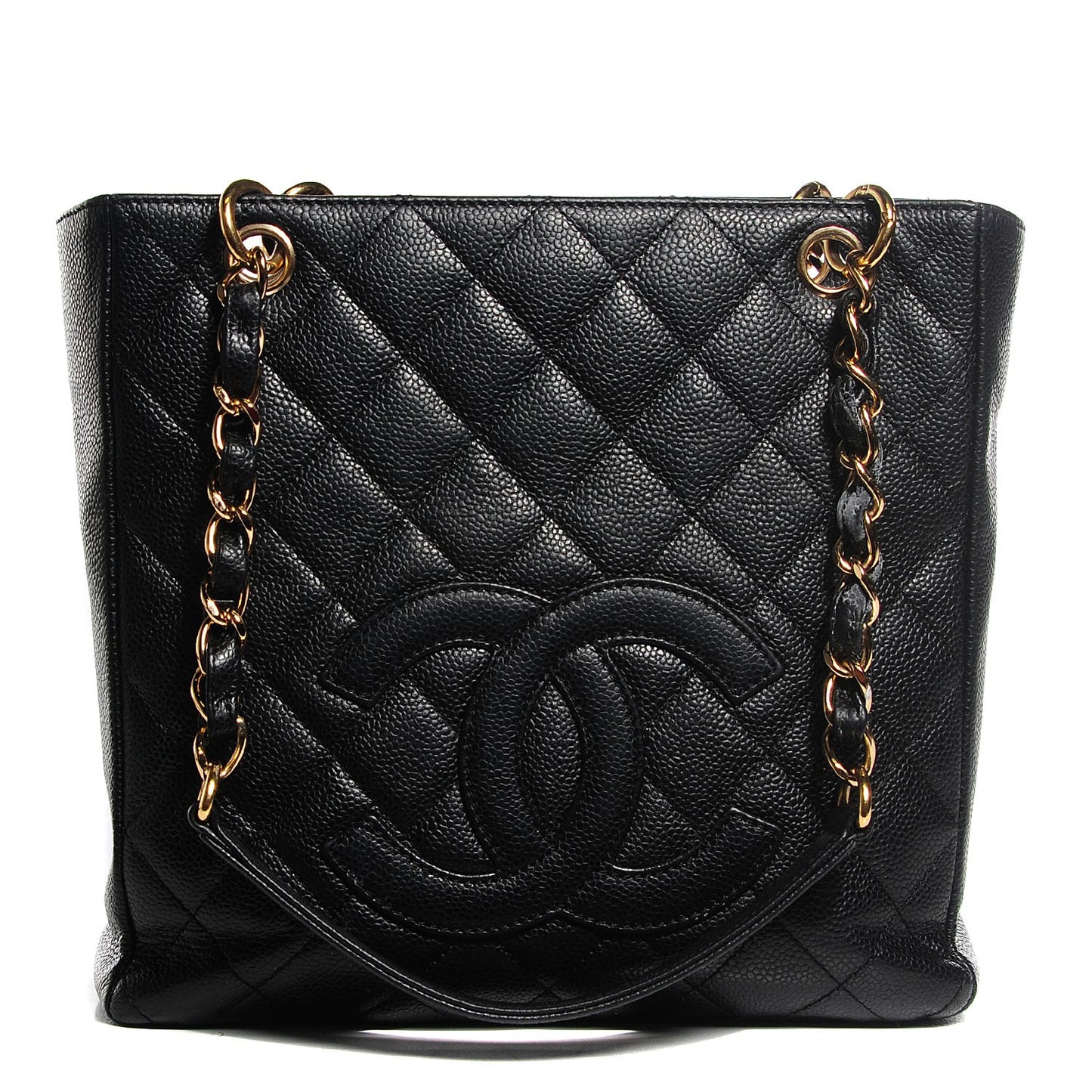 Caviar Quilted Petit Shopping Tote PST Black