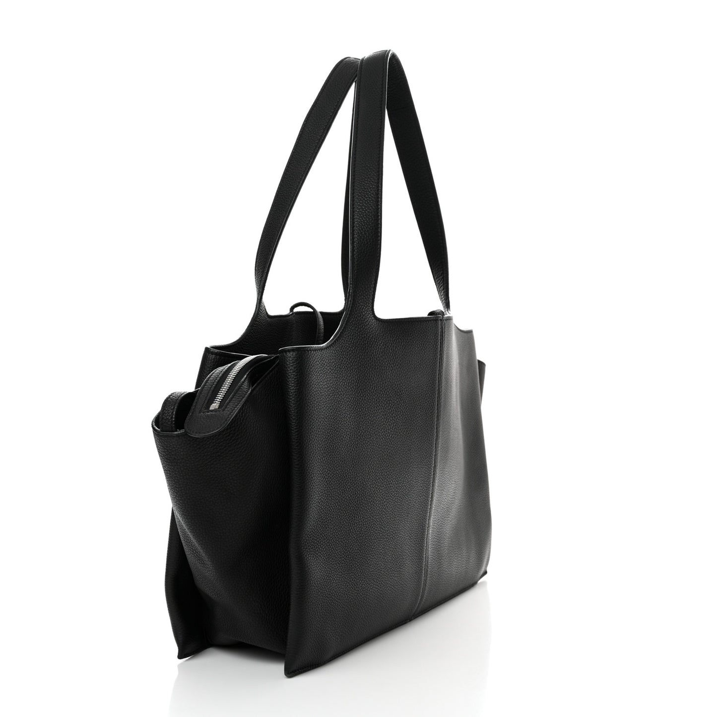 Baby Grained Calfskin Medium Tri-Fold Bag Black