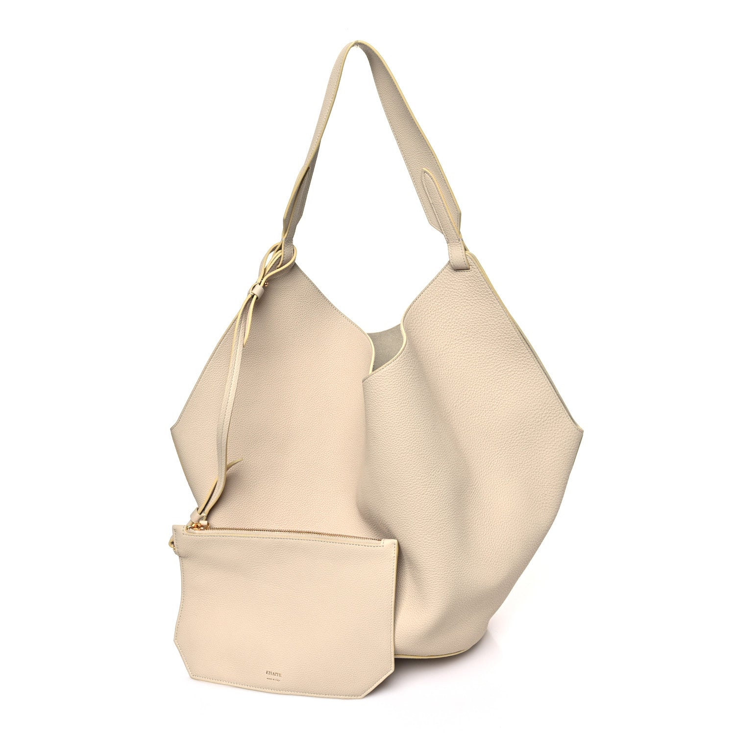 Khaite Pebbled Sport Calfskin Medium Lotus Tote Ivory 1 of 10