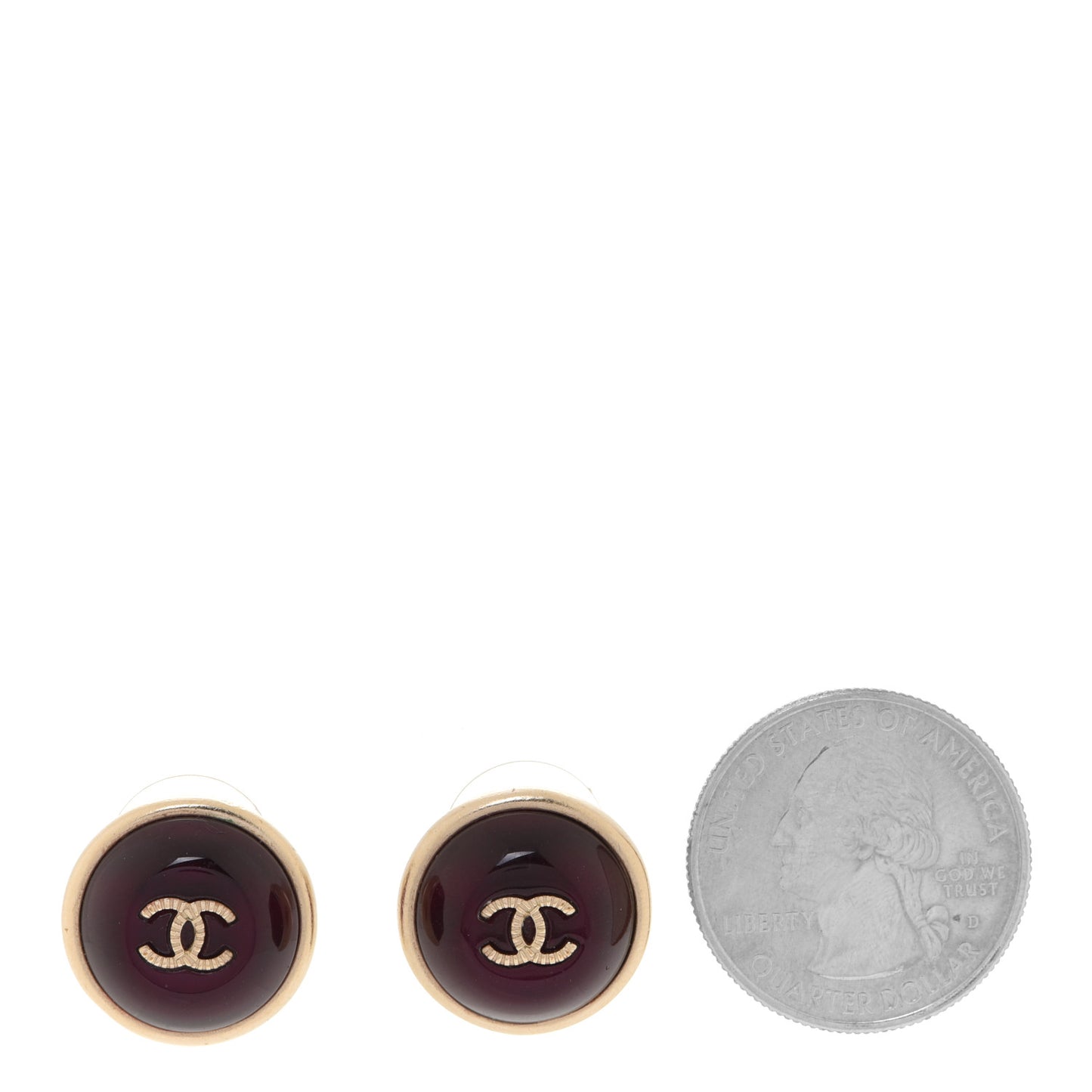 Gripoix CC Stud Earrings Red Gold