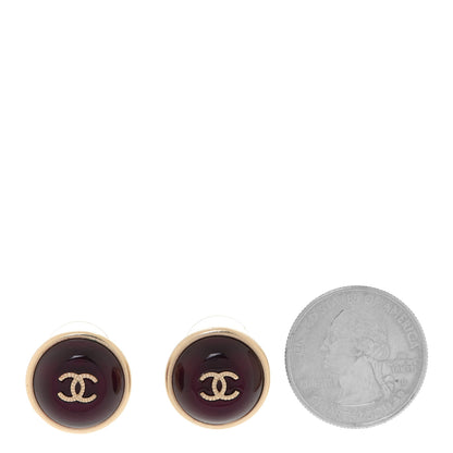 Chanel Gripoix CC Stud Earrings Red Gold 2 of 5