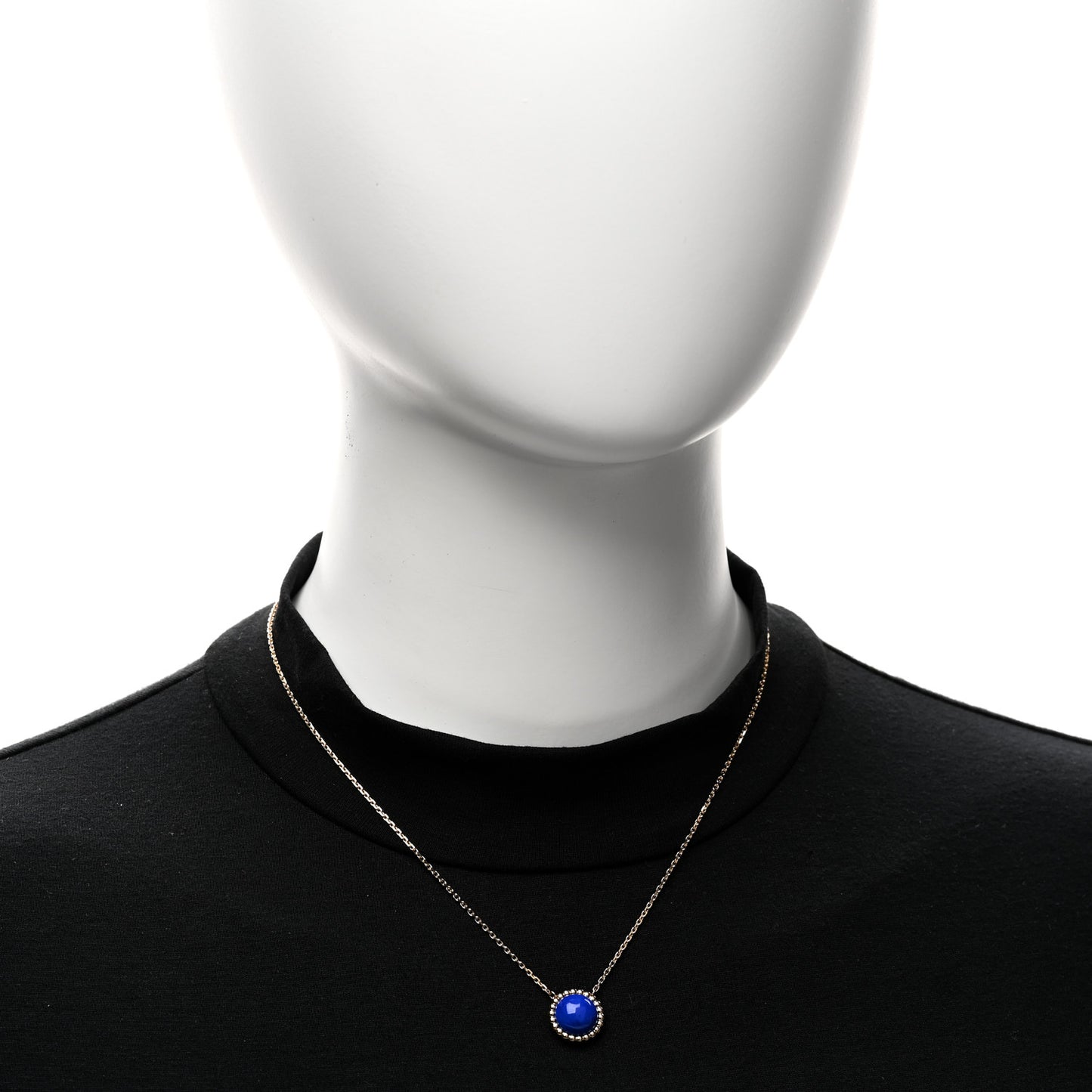 18K Yellow Gold Lapis Lazuli Perlee Couleurs Pendant Necklace