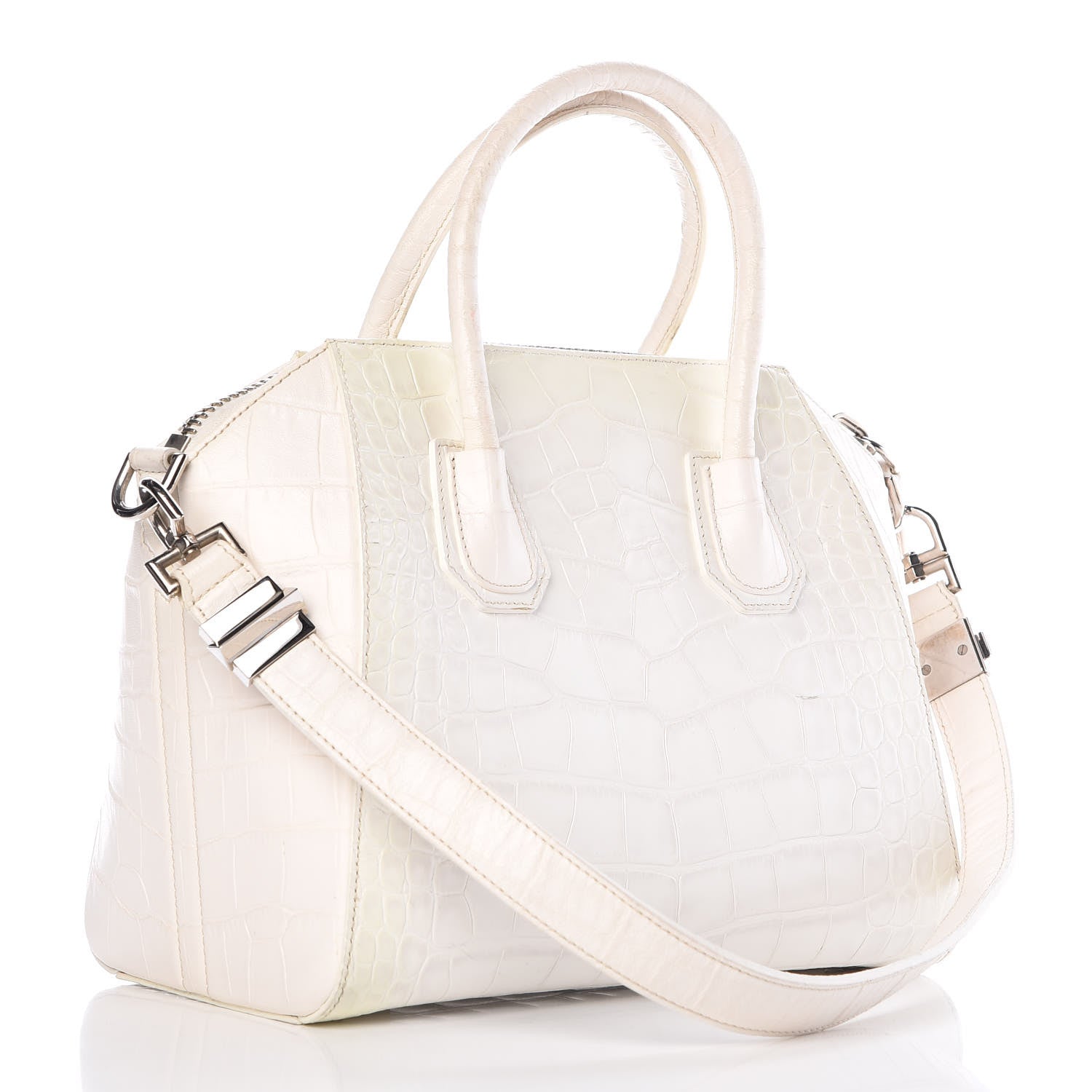Givenchy Calfskin Crocodile Embossed Small Antigona White 3 of 26
