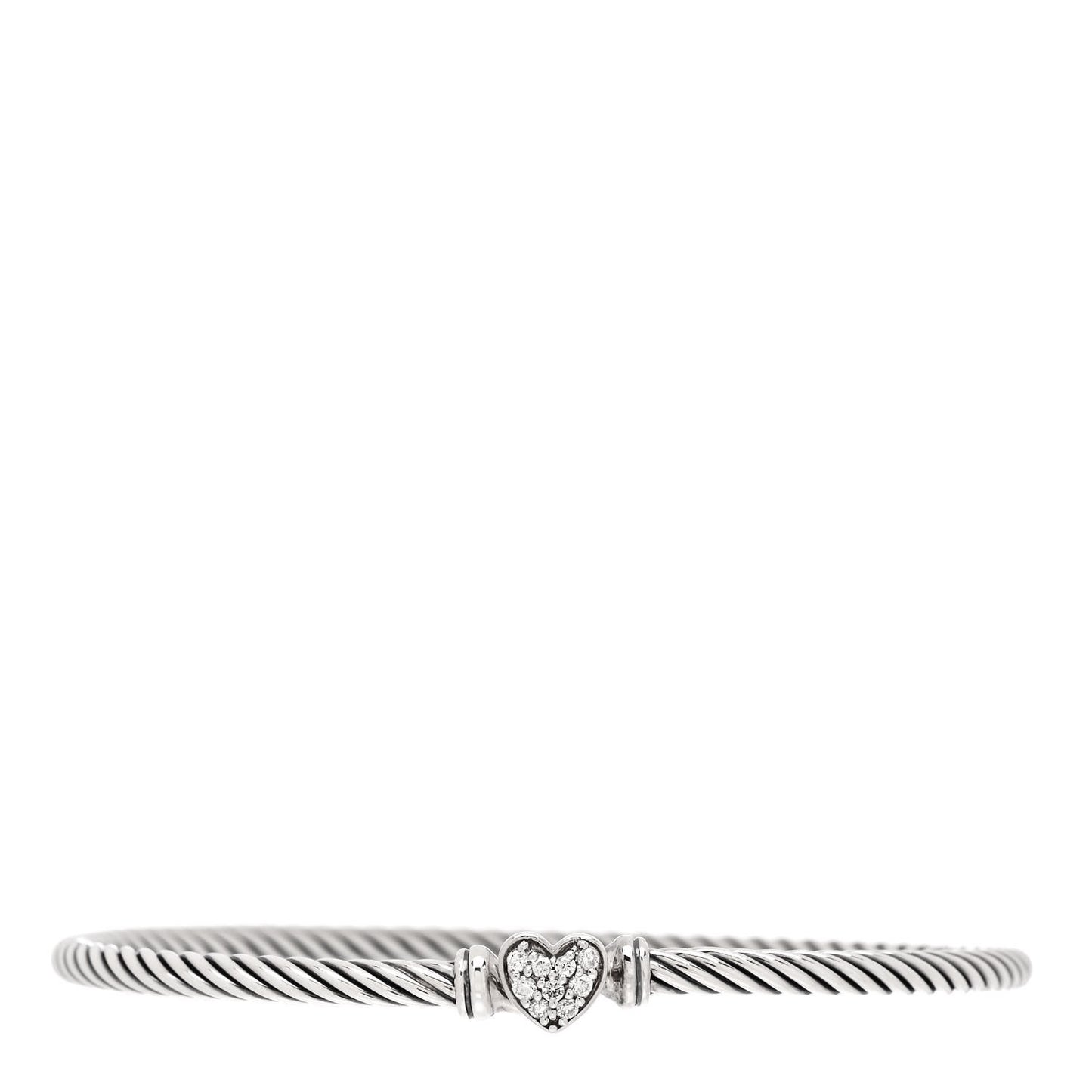 Sterling Silver Diamond Cable Collectibles Heart Bracelet