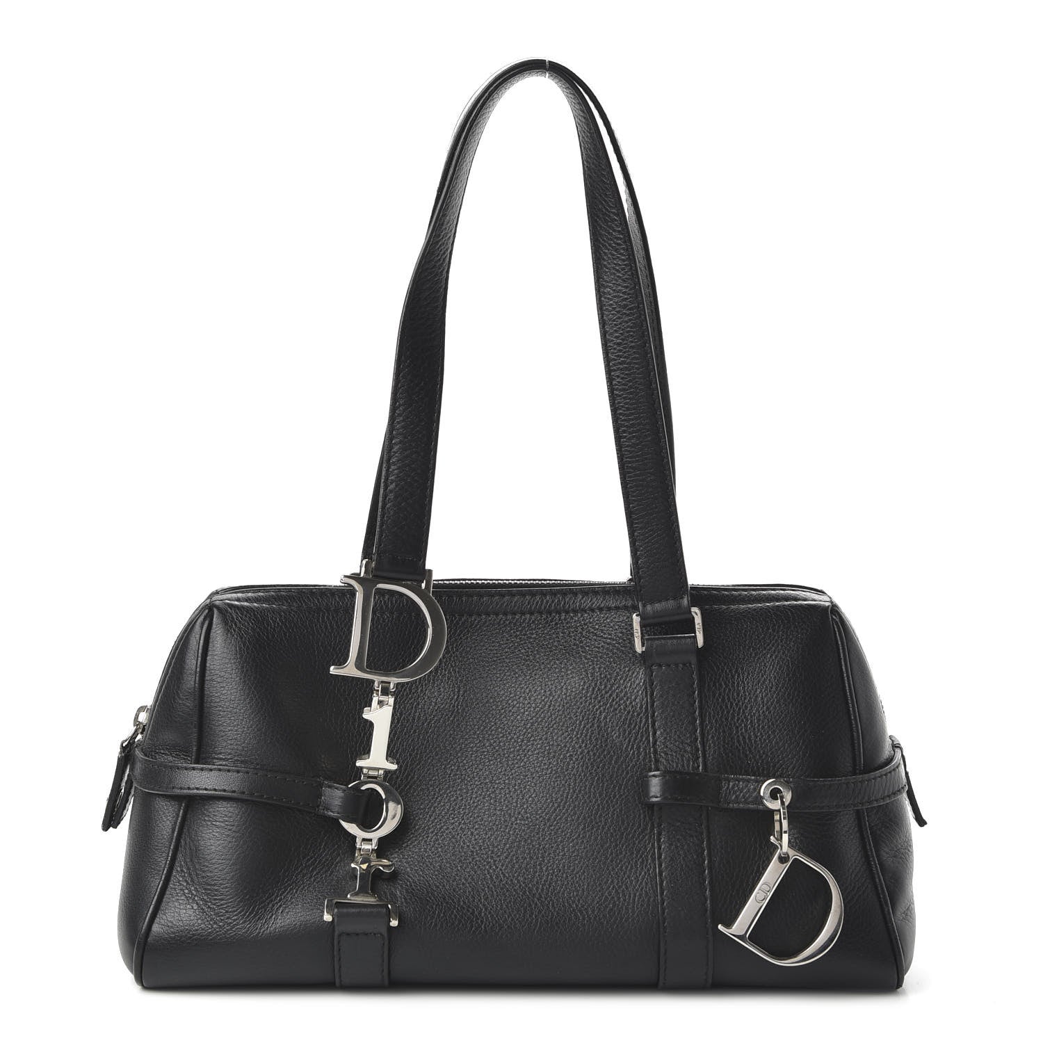 Christian Dior Calfskin Logo Charms Boston Black 1 of 10