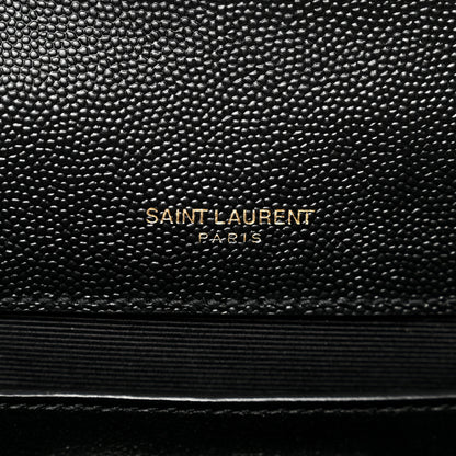 Saint Laurent Grain De Poudre Textured Mixed Matelasse Triquilt Medium Monogram Satchel Black 6 of 9