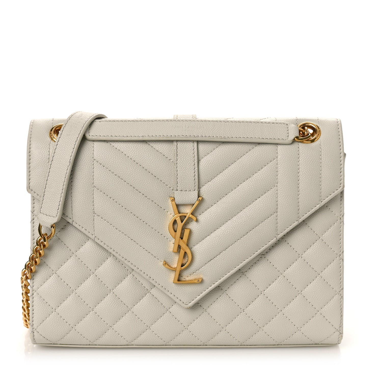 Grain De Poudre Textured Mixed Matelasse Triquilt Medium Monogram Satchel Crema Soft