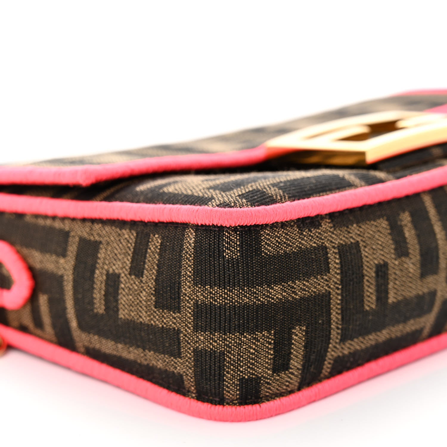 Fendi Fabric Jacquard FF 1974 Roma Armor Mini Baguette Tobacco Moro Fuxia Fluo 8 of 9