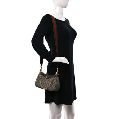 Gucci GG Supreme Monogram Textured Dollar Calfskin Web Small Ophidia GG Handbag Beige Ebony New Acero 2 of 8