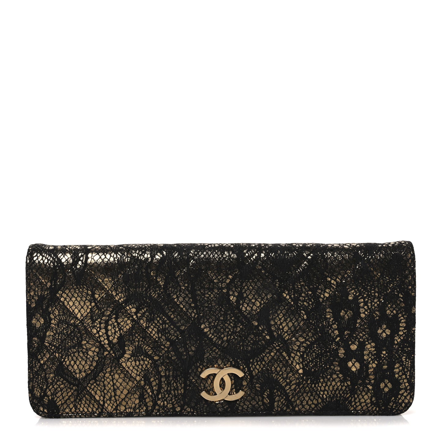 Metallic Tweed Quilted Clutch Black Gold
