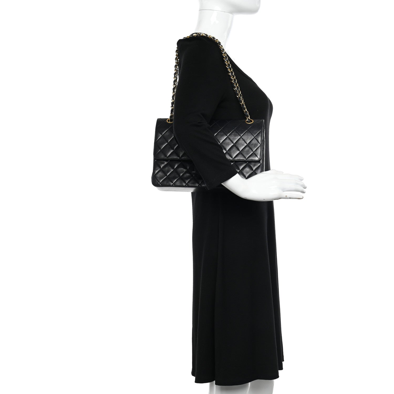 Chanel Lambskin Quilted Medium Double Flap Black 2 of 14