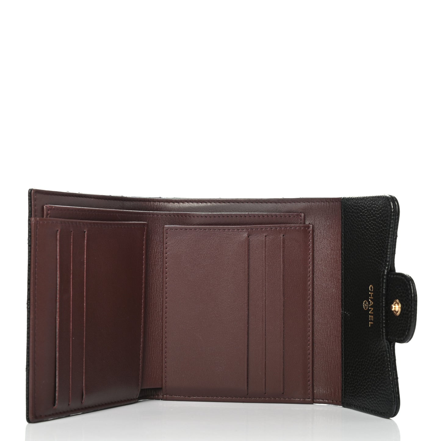 Caviar Quilted Compact Flap Wallet Black