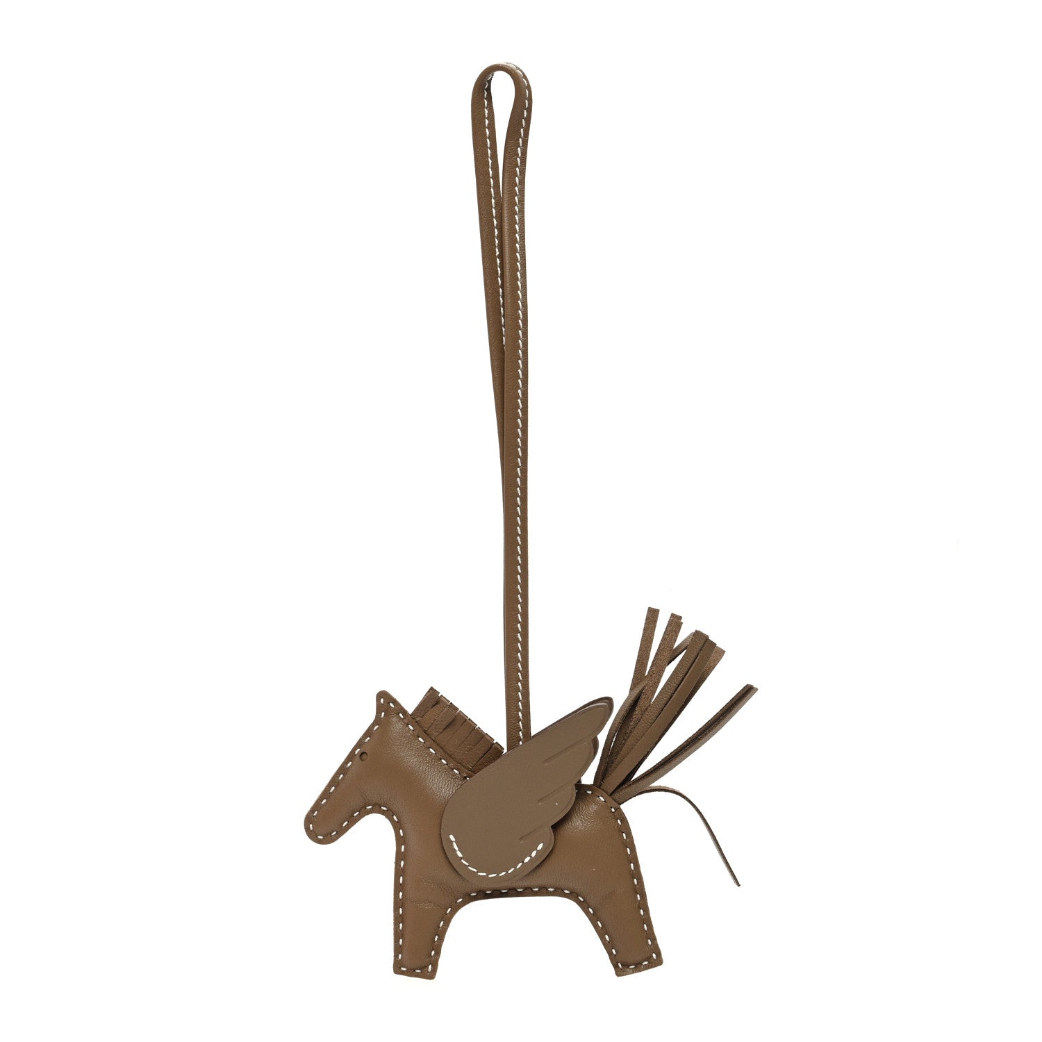 Hermes Milo Lambskin Grigri Rodeo Pegase Horse Bag Charm PM Etoupe 1 of 5