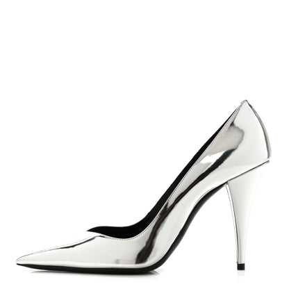 Saint Laurent Calfskin Kiki 100 Pumps 38.5 Silver 1 of 9