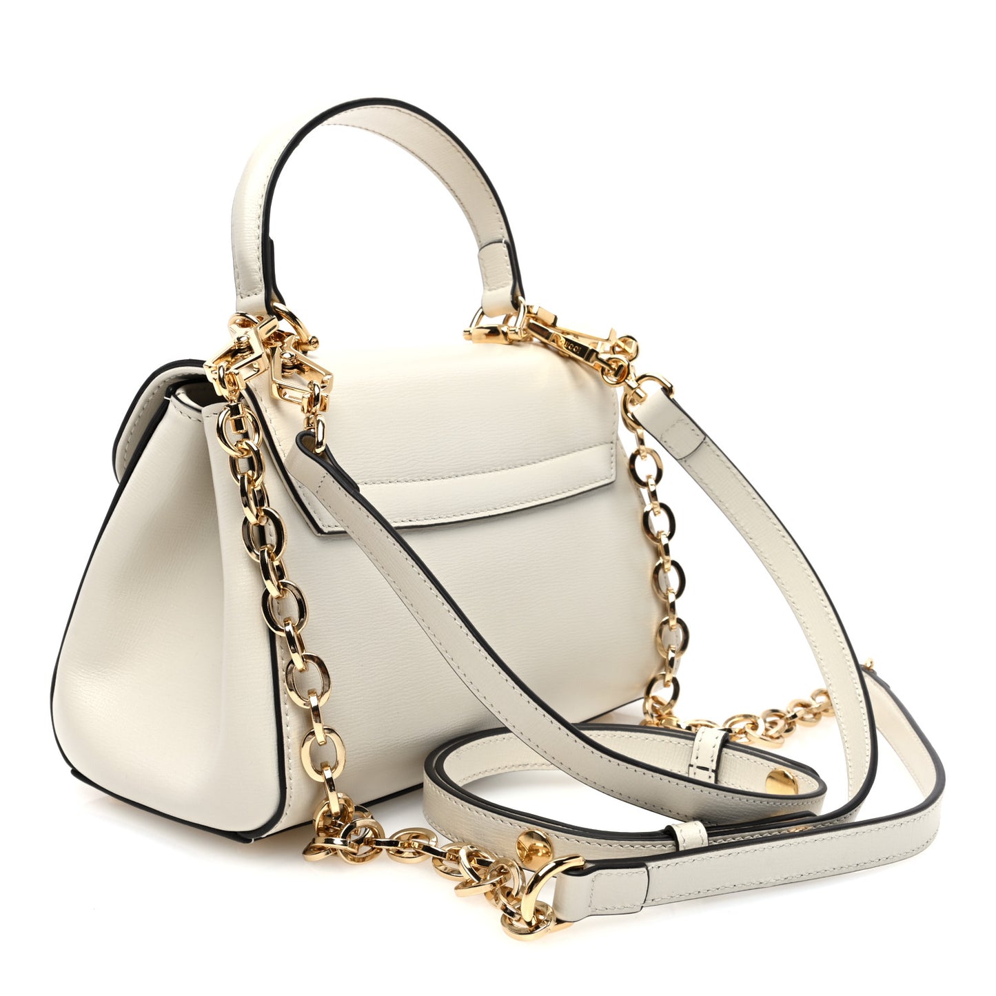 Glazed Textured Calfskin Mini Horsebit 1955 Top Handle Flap Bag Mystic White