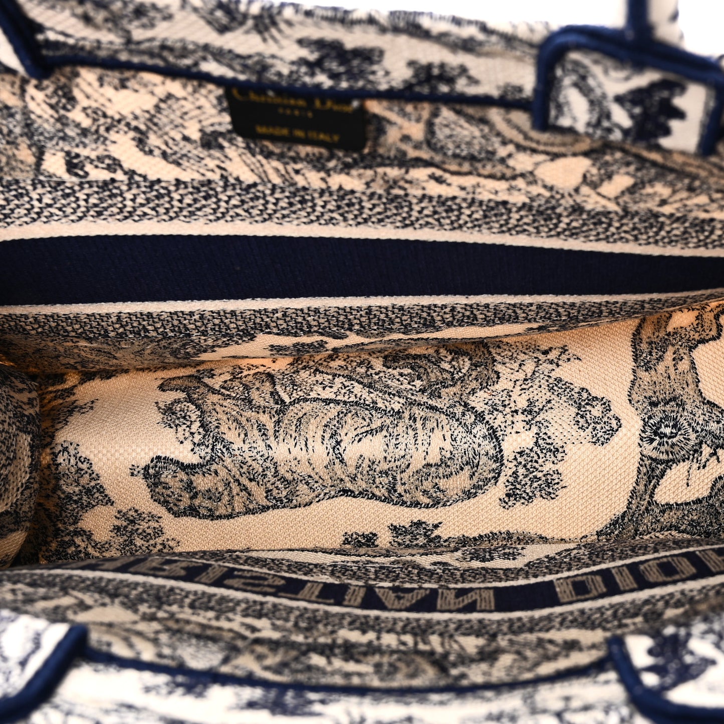 Canvas Embroidered Medium Dioriviera Toile De Jouy Book Tote Blue Blue