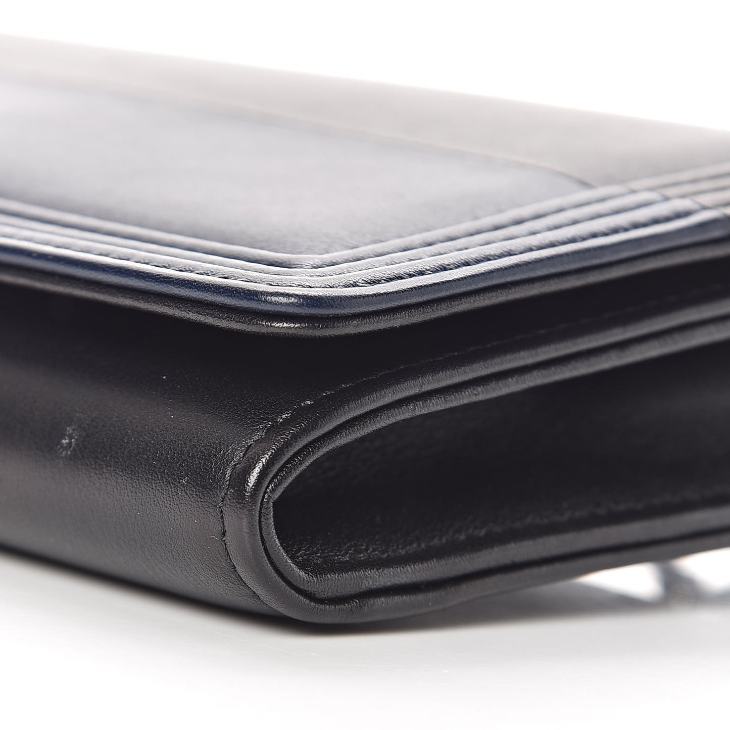 Lambskin Boy Wallet On Removable Chain WOC Black Navy
