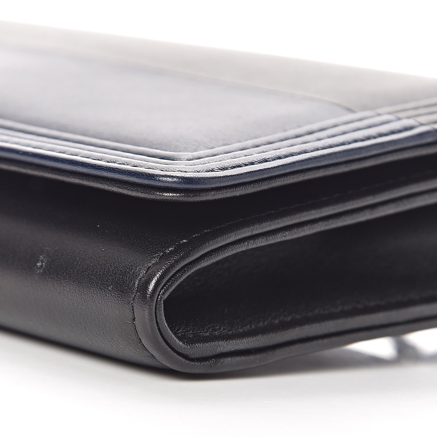 Chanel Lambskin Boy Wallet On Removable Chain WOC Black Navy 11 of 11