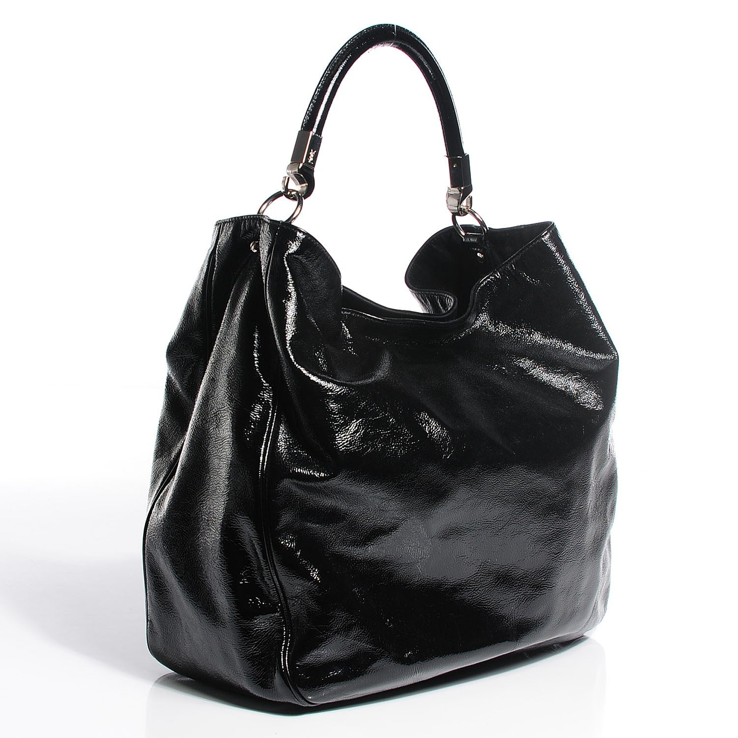 Saint Laurent Textured Patent Large Roady Hobo Black 3 of 7