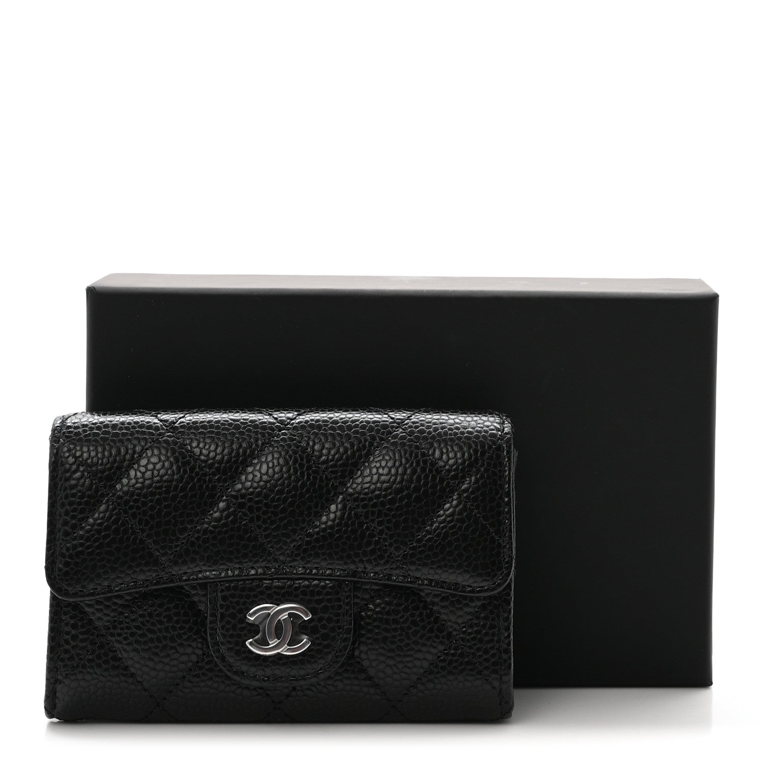 Chanel Caviar Quilted Flap Card Holder Wallet Black 9 of 9