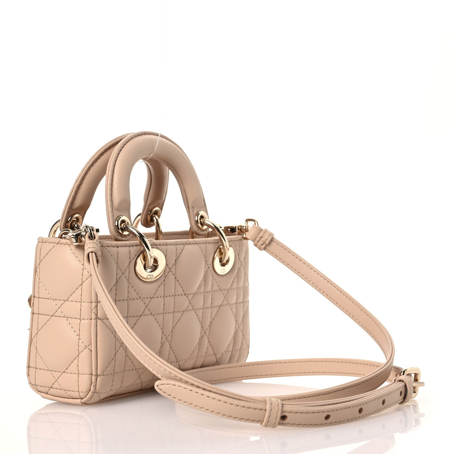 Christian Dior Lambskin Cannage Micro Lady D-Joy Sand Rose 3 of 11