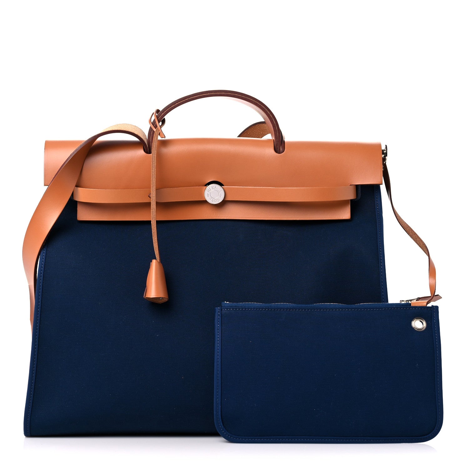 Hermes Vache Hunter Toile Officier Herbag Zip 39 MM Bleu Marine 1 of 10