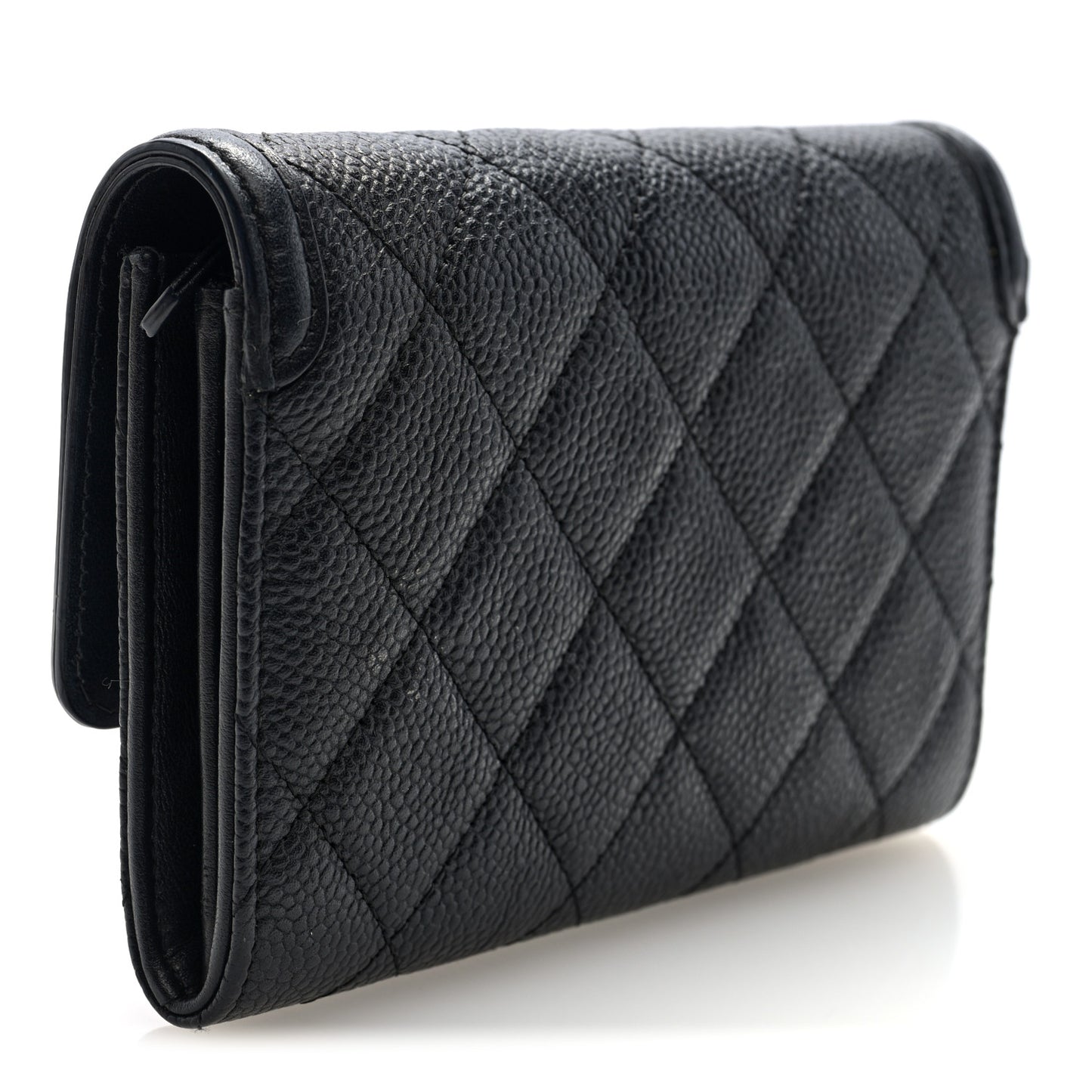 Caviar Quilted Medium Filigree Flap Wallet Black