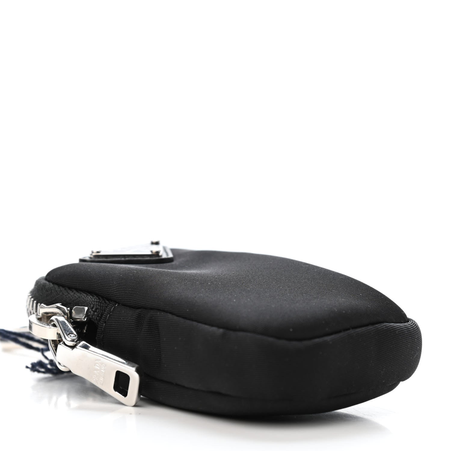 Prada Re-Nylon Pocket Triangle Padded Mini Key Chain Pouch Black 3 of 4