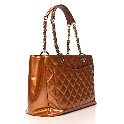 Chanel Metallic Patent Quilted Grand Shopping Tote GST Bronze 3 of 16