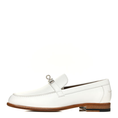 Hermes Calfskin Womens Destin Loafer 37 White 1 of 9
