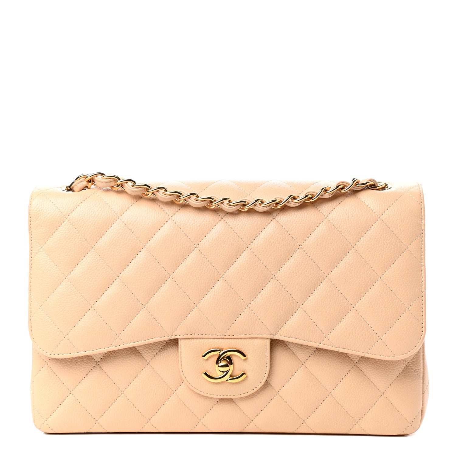 Chanel Caviar Quilted Jumbo Double Flap Beige 1 of 10