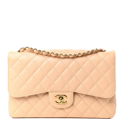 Chanel Caviar Quilted Jumbo Double Flap Beige 1 of 10