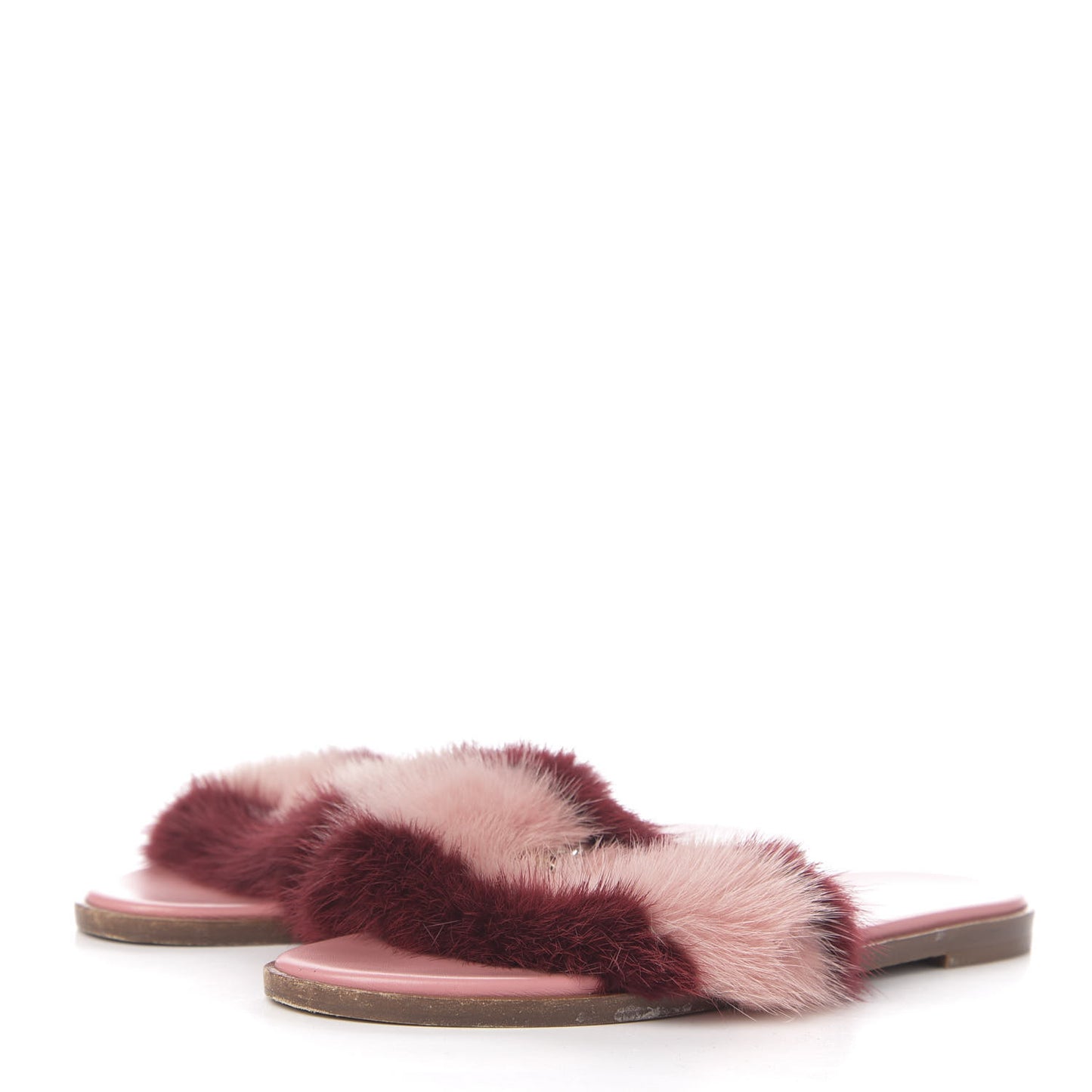 Mink Fur Lock It Flat Mule 38.5 Bordeaux