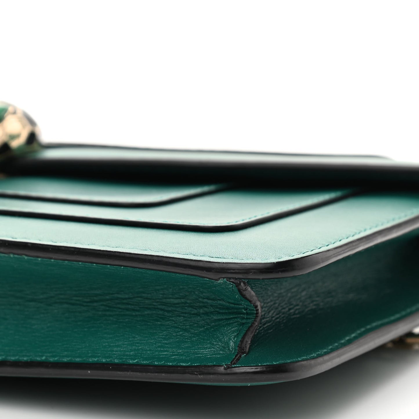 Calfskin Serpenti Forever Flap Clutch Emerald Green