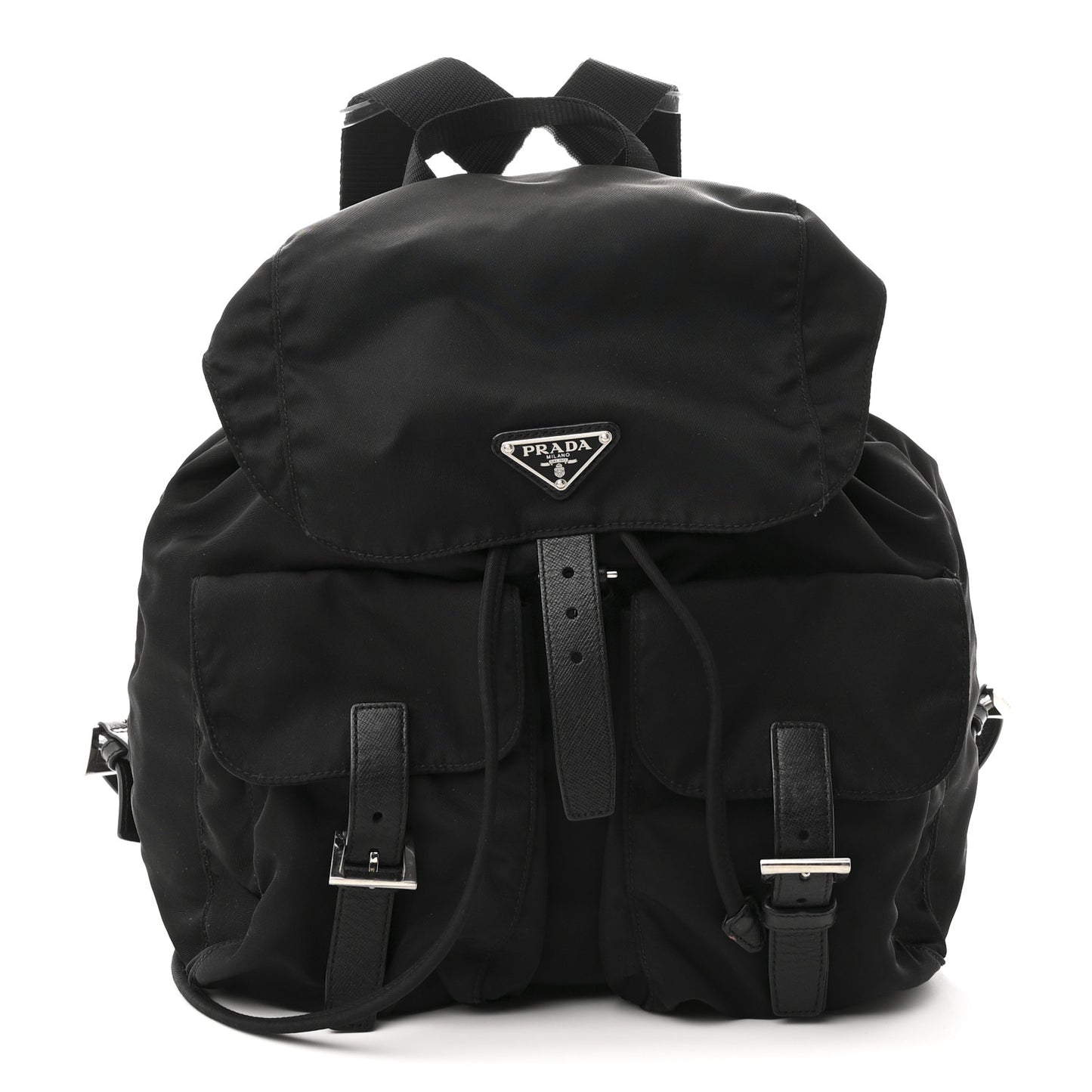 Nylon Vela Saffiano Medium Backpack Black