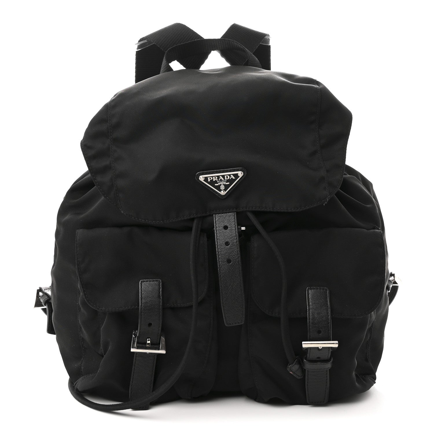 Prada Nylon Vela Saffiano Medium Backpack Black 1 of 12