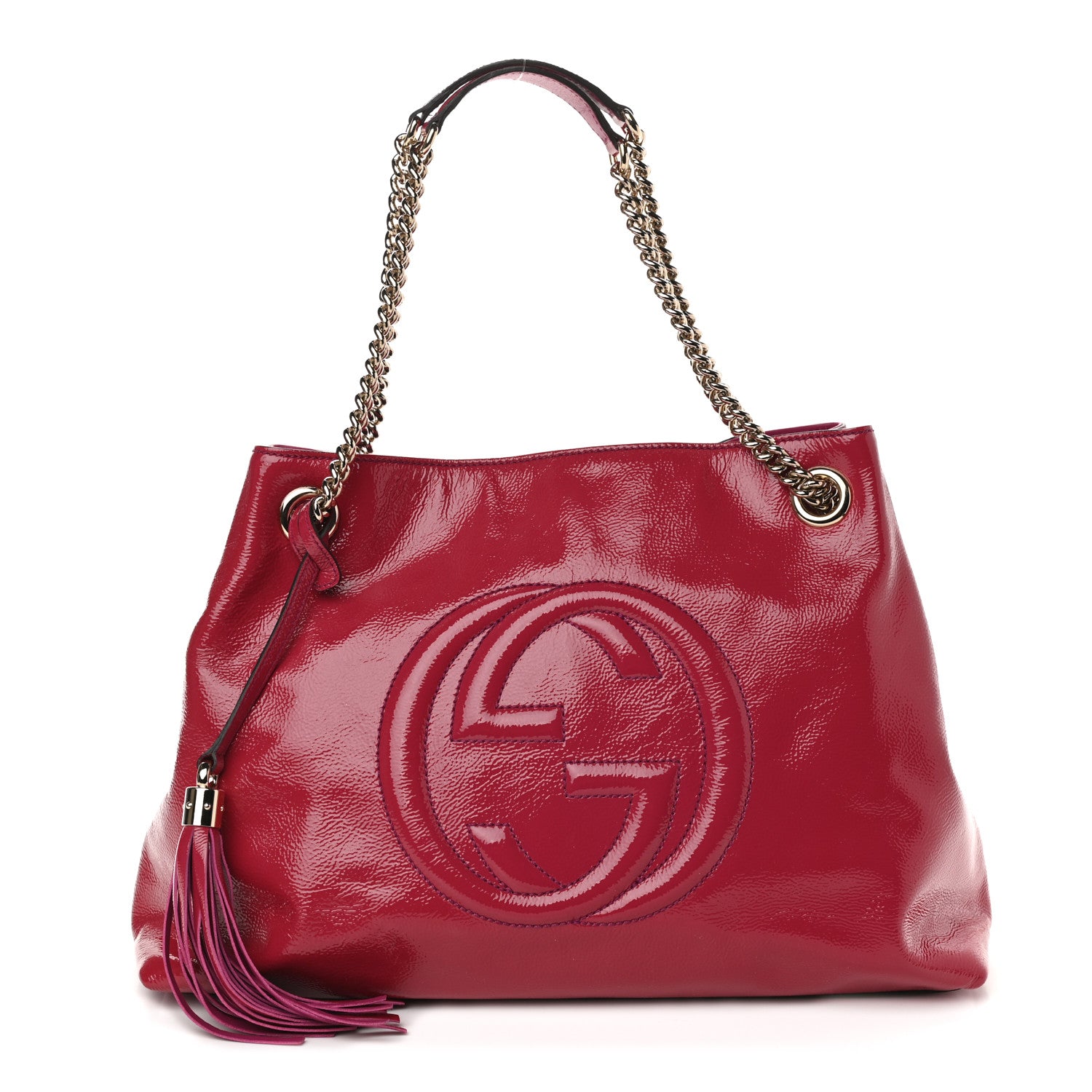 Gucci Vernice Naplack Medium Soho Chain Shoulder Bag Bright Bouganville 1 of 9