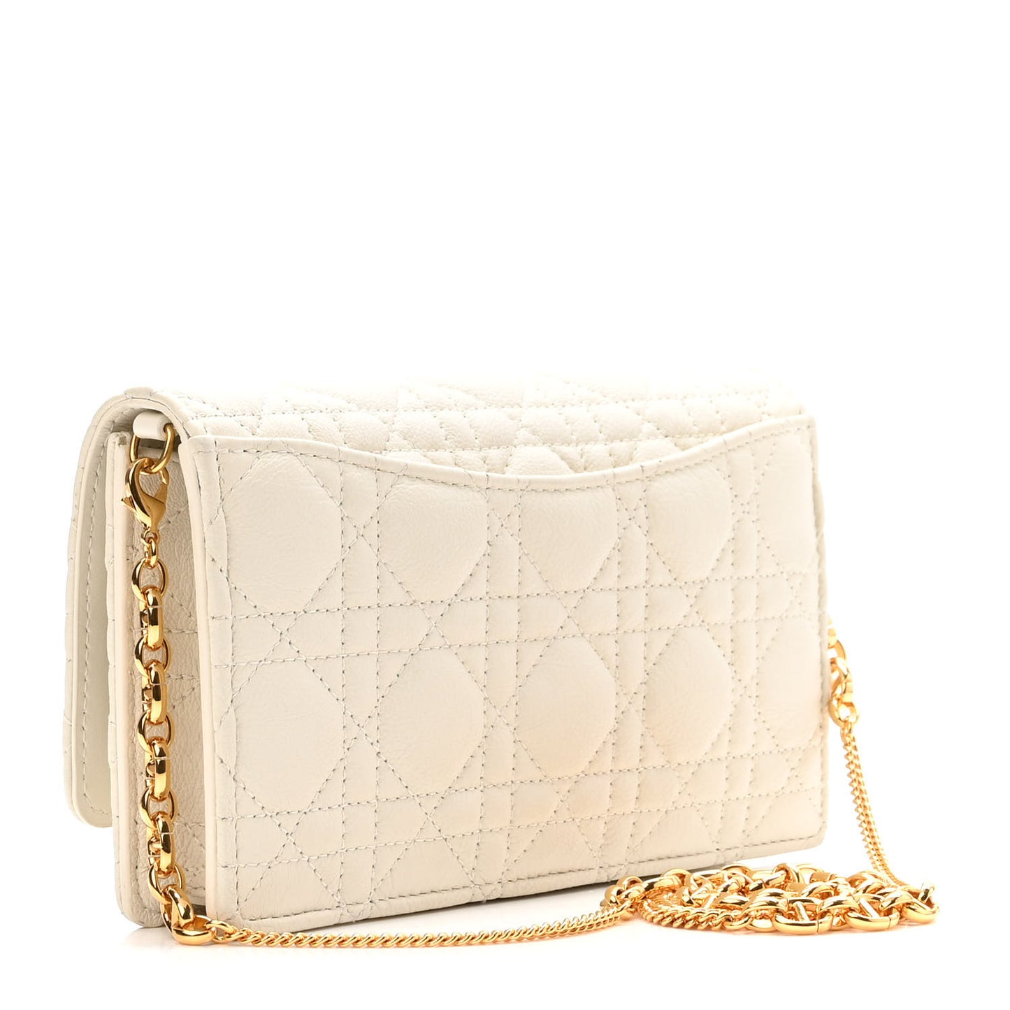 Supple Calfskin Caro Pouch with Chain Latte