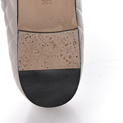 Chanel Lambskin Quilted CC Loafers 38.5 Light Grey 12 of 18