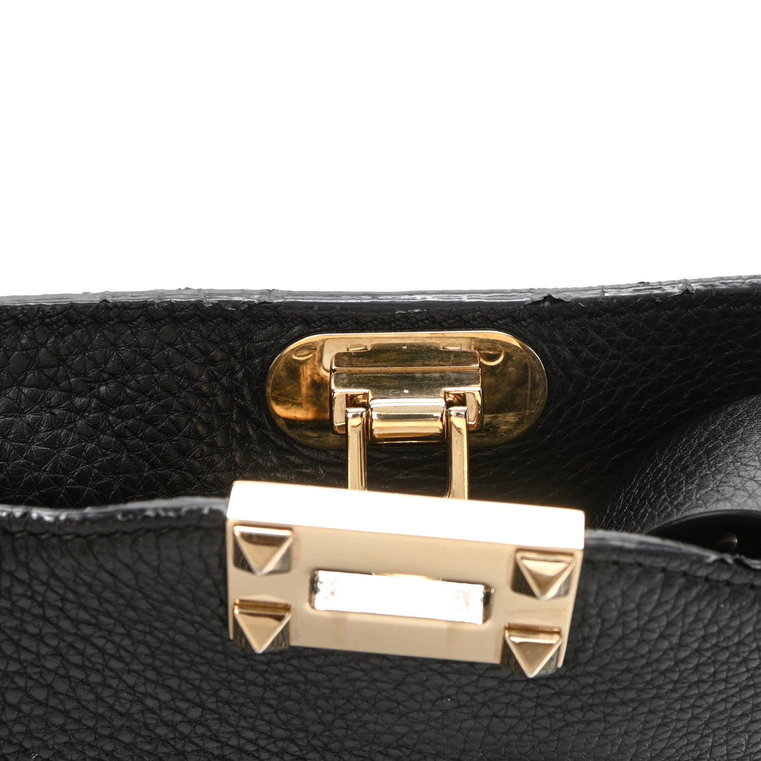 Valentino Garavani Pebbled Calfskin Mini Rockstud Flip-Lock Messenger Bag Black 10 of 14