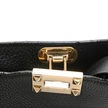 Valentino Garavani Pebbled Calfskin Mini Rockstud Flip-Lock Messenger Bag Black 10 of 14