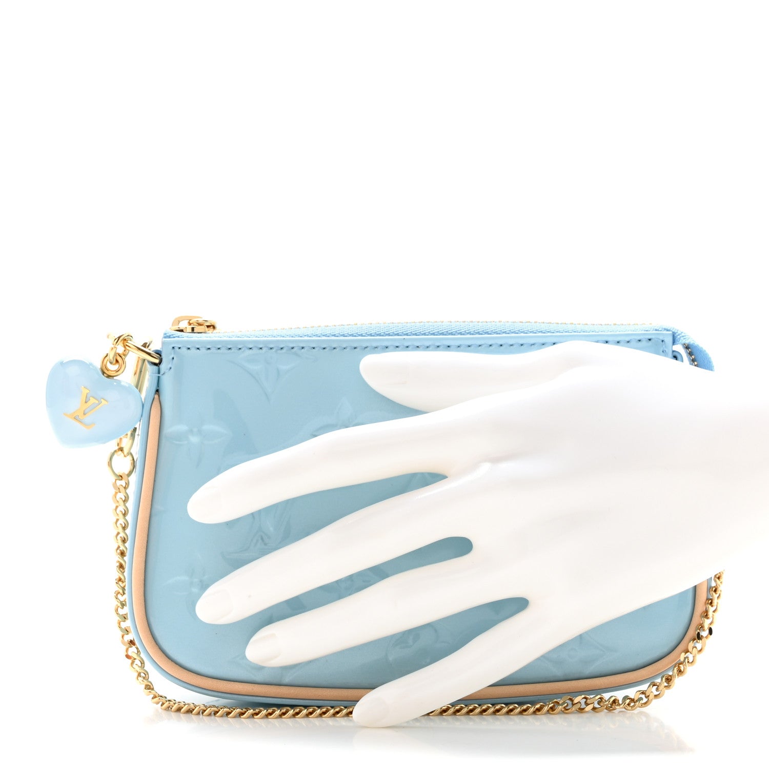 LOUIS VUITTON ルイヴィトン エナメル パテント 水色リボンミュール Louis Vuitton Vernis Valentine Mini Pochette Accessories Lollipop