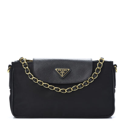 Prada Tessuto Nylon Saffiano Crossbody Bag Black 1 of 11