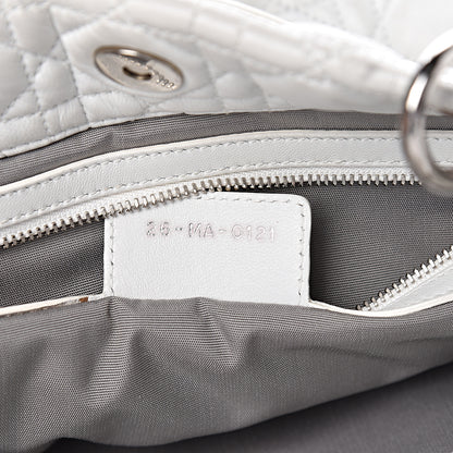 Christian Dior Lambskin Cannage Large Dior Soft Shopping Tote White 7 of 26