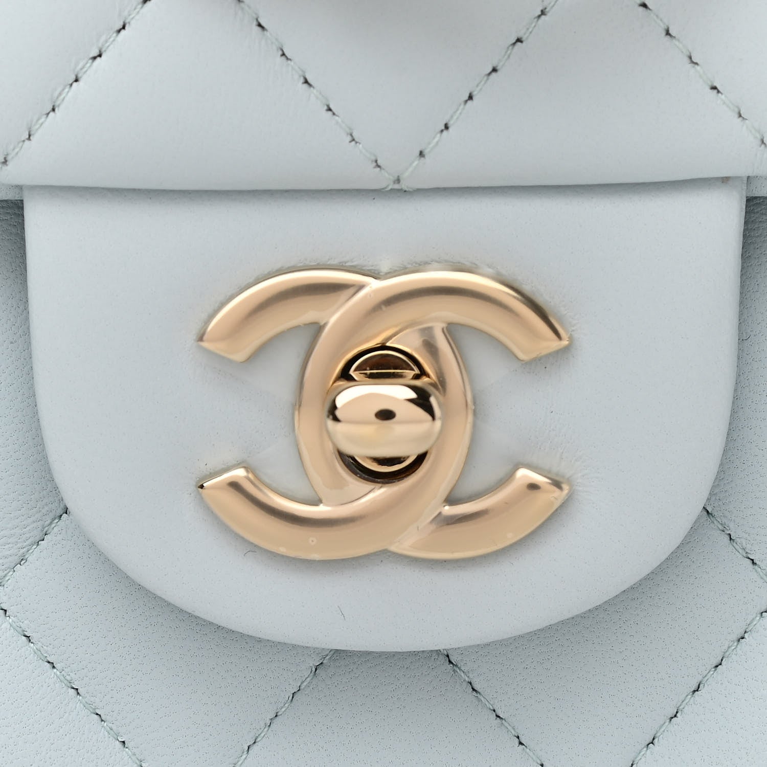 Chanel Lambskin Quilted Mini Top Handle Rectangular Flap Light Blue 10 of 11