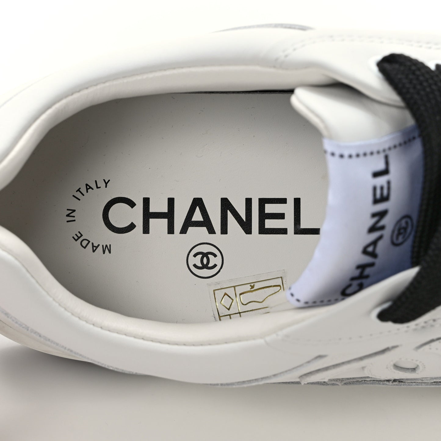 Calfskin CC Womens Sneakers 37.5 White Black