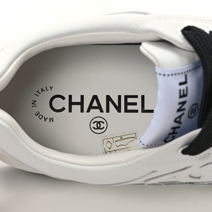 Chanel Calfskin CC Womens Sneakers 37.5 White Black 5 of 6